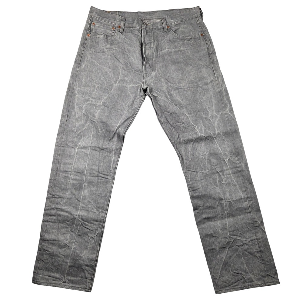 Levi's 501 Original Fit Jeans Mens 38x34 Grey Excellent Marbled Wash Button Fly